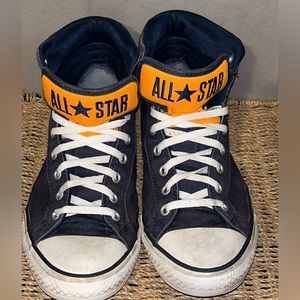 Converse. Chuck Taylors, Navy and Orange,  Men's11.5 ; Women's 13.5
